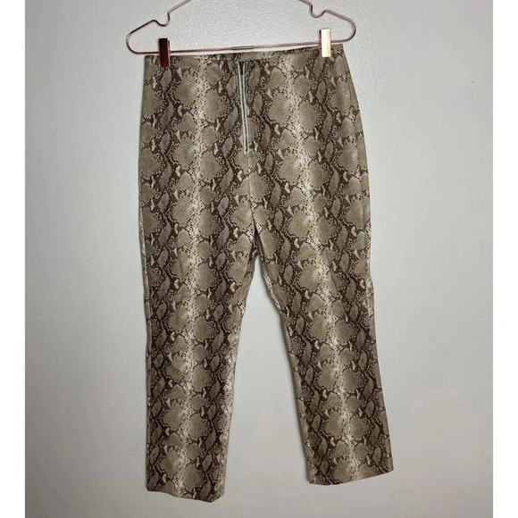 Native Daughter Womens Flat Front Snake Skin Pants Brown Sz M - Picture 2 of 16